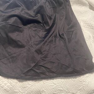 Vanity Fair Black Satin Half Slip Sz 18 Lace trim at hem and split 17” length